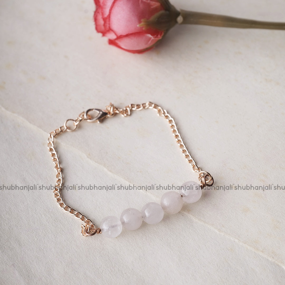 Rose Quartz Five Beads Bracelet