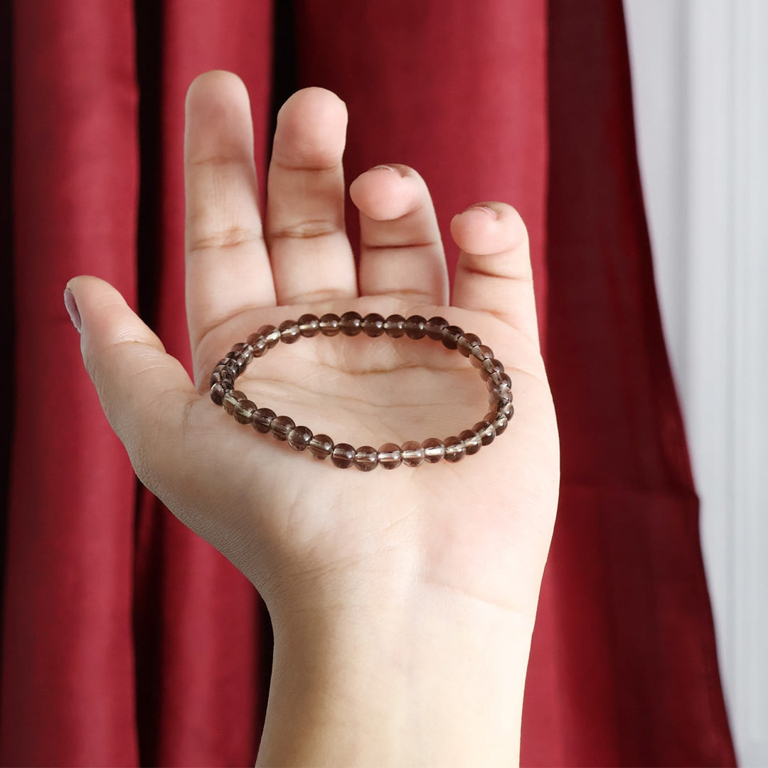 Smoky Quartz Bracelet In Round Beads