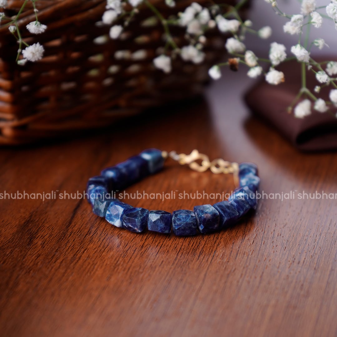 Sodalite Cube Beads Bracelet