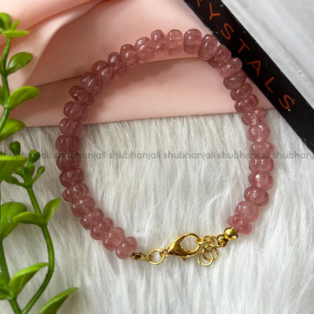 Strawberry Quartz Bracelet ( Watermelon Shaped Beads )