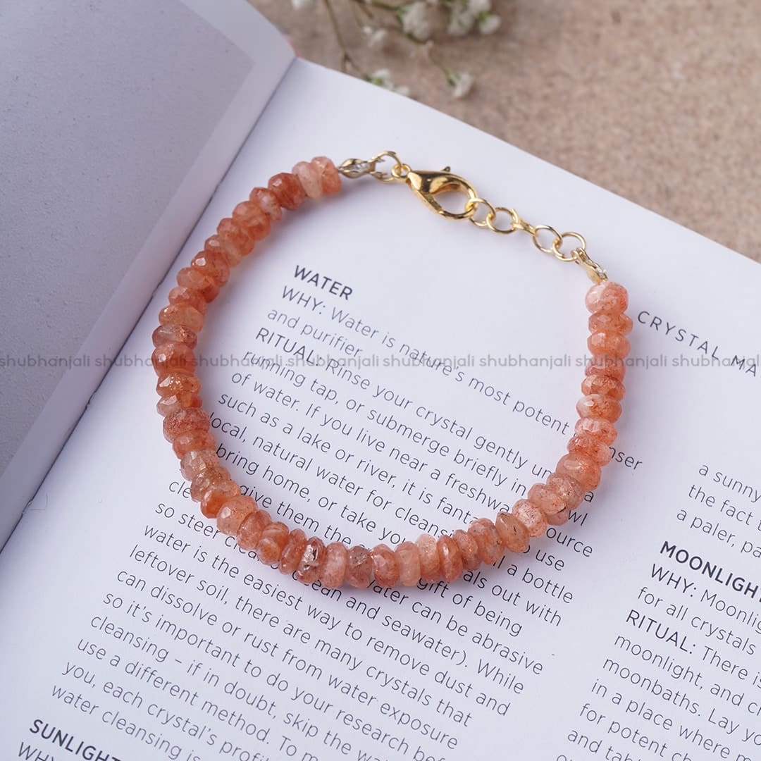 Sunstone Faceted Bati Beads Bracelet