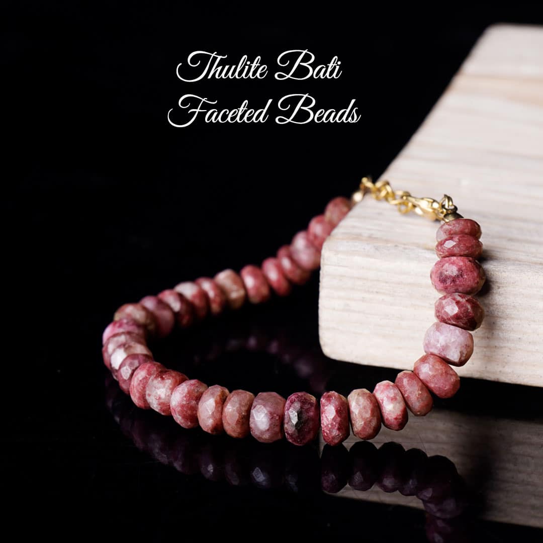 Thulite Faceted Bati Beads Bracelet