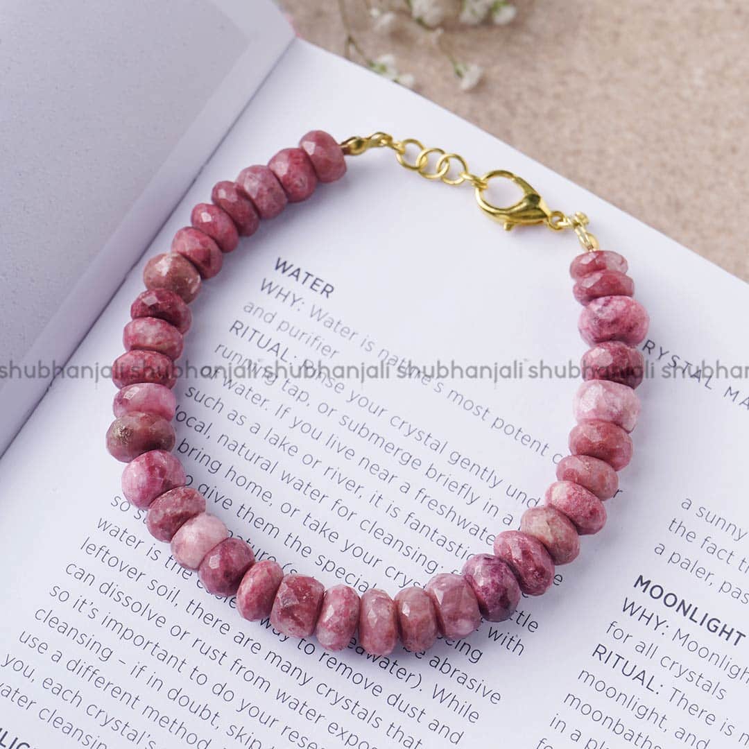 Thulite Faceted Bati Beads Bracelet