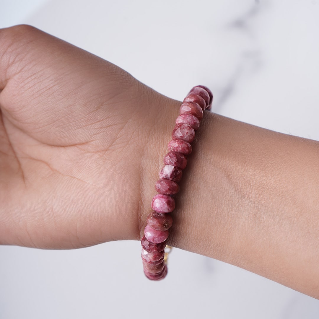 Thulite Faceted Bati Beads Bracelet