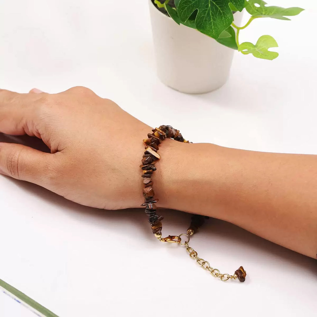 Tiger Eye Chips Chain Bracelet