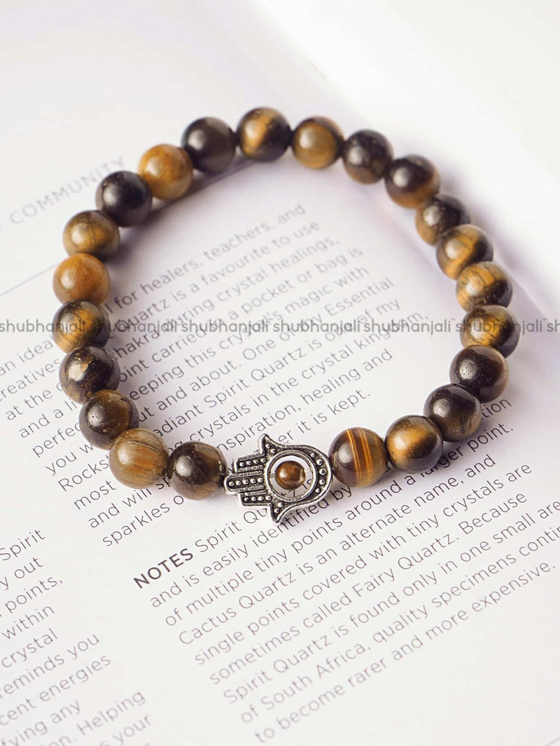 Tiger Eye Humsa Hand Bracelet 8MM