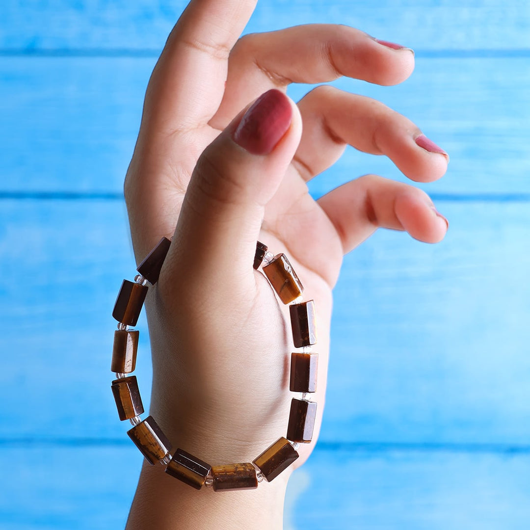 Tiger Eye Rectangle Beads Bracelet