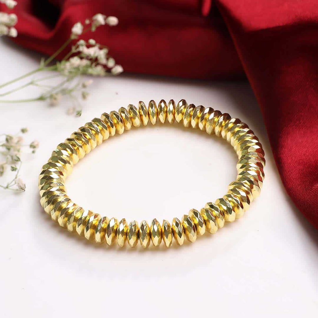Golden Colour Hematite Bati Faceted Beads Bracelet