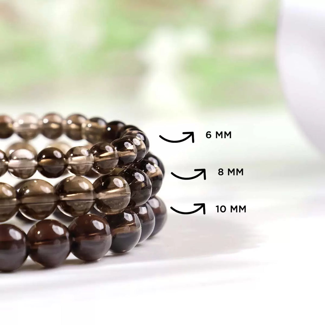 Smoky Quartz Bracelet In Round Beads