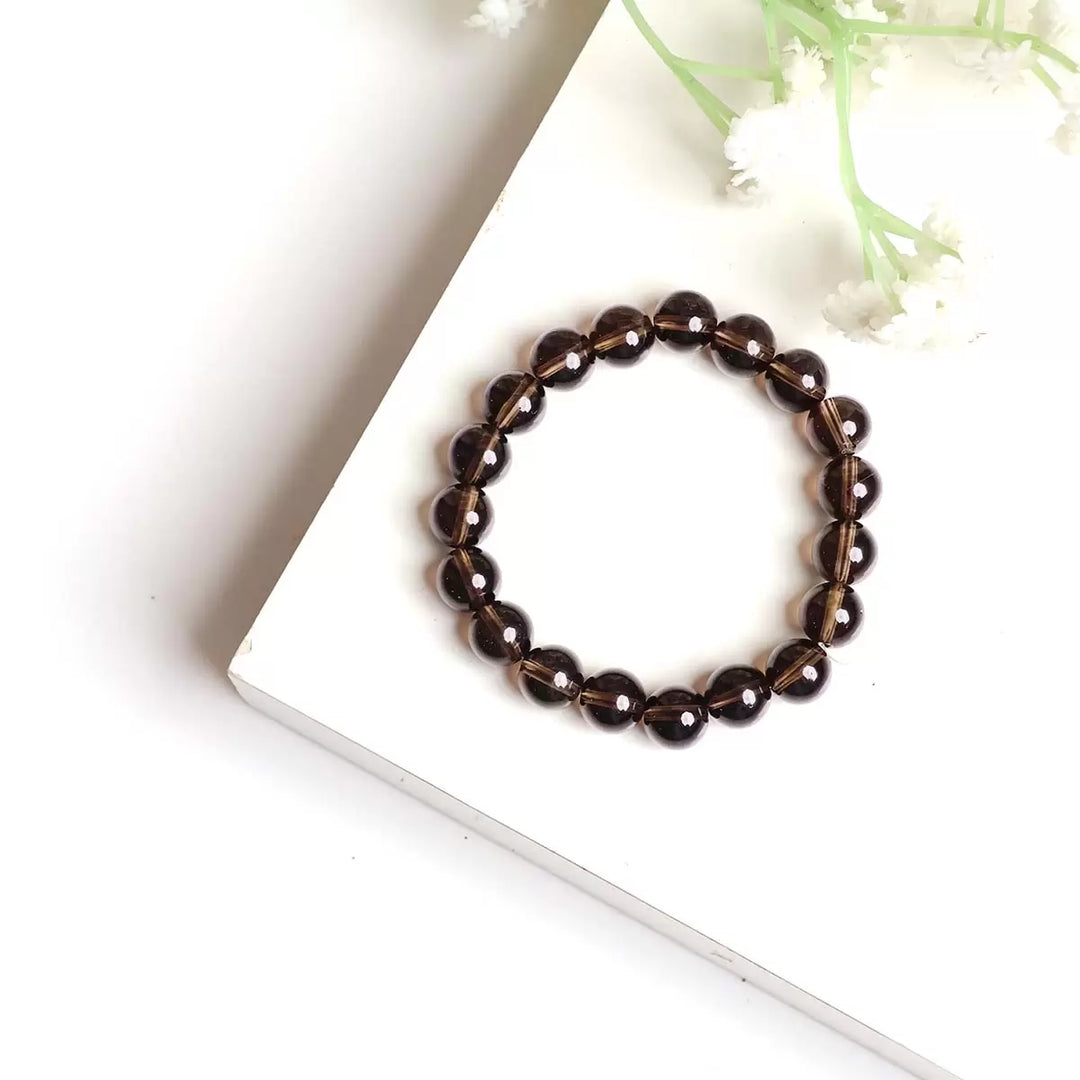 Smoky Quartz Bracelet In Round Beads