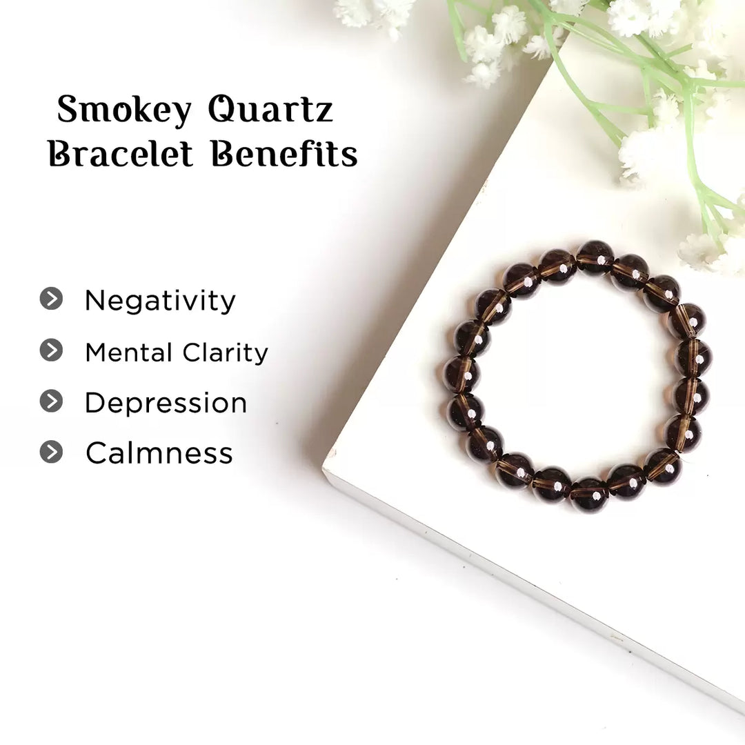 Smoky Quartz Bracelet In Round Beads