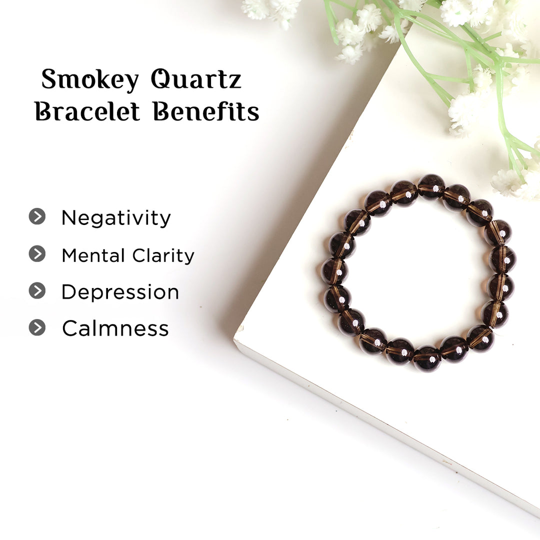 Smokey Quartz Round Beads Bracelet