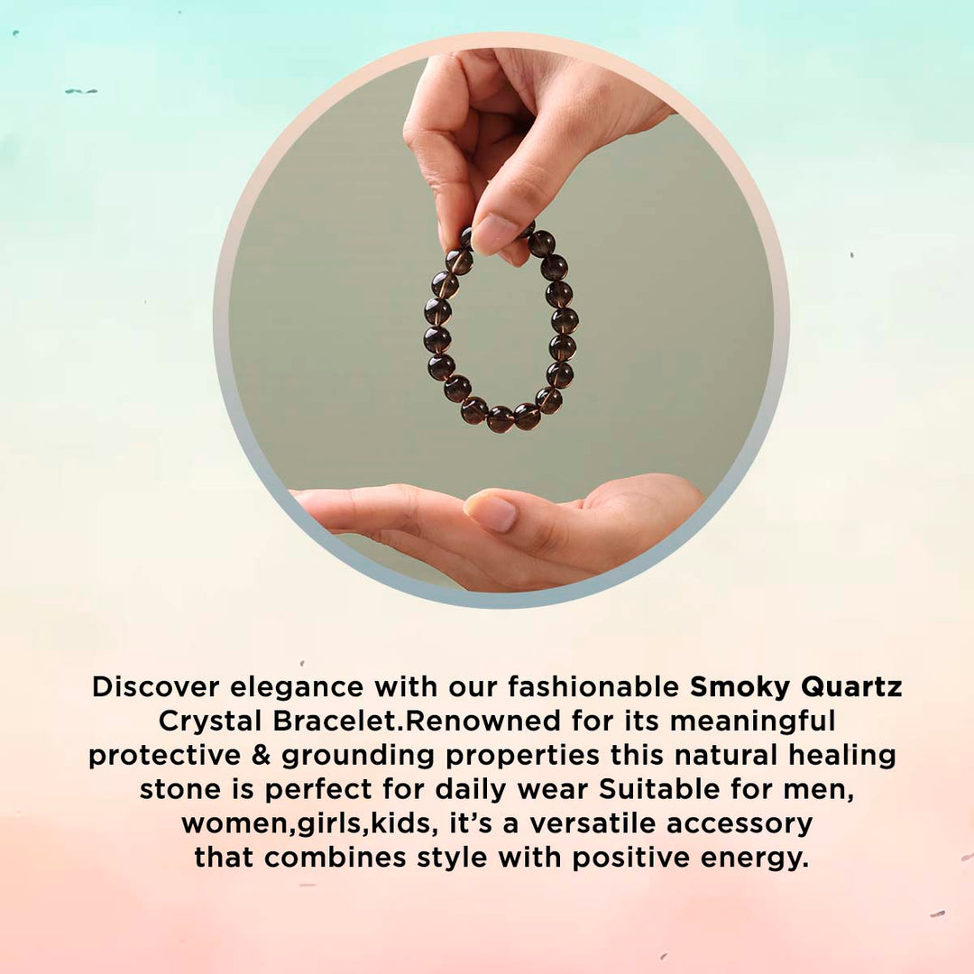 Smokey Quartz Round Beads Bracelet