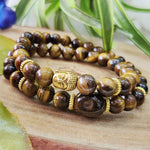 Load image into Gallery viewer, Tiger Eye Stone Buddha Double Fold Bracelet
