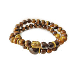 Load image into Gallery viewer, Tiger Eye Stone Buddha Double Fold Bracelet

