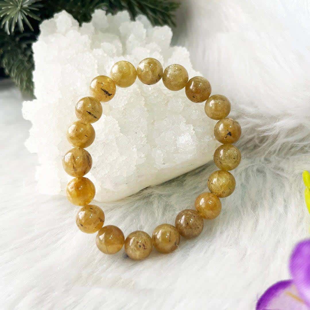 Yellow Apatite Bracelet - 10MM, Crystal for Self Esteem, Confidence, Wisdom