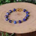 Load image into Gallery viewer, Lapis Drum Faceted Chain Bracelet
