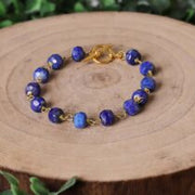 Lapis Drum Faceted Chain Bracelet