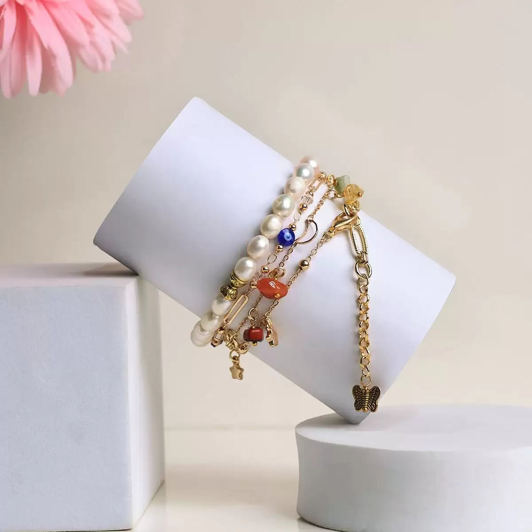 Mother Of Pearl 7 Chakra Chain Bracelet