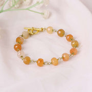 Red Carnelian Drum Faceted Chain Bracelet