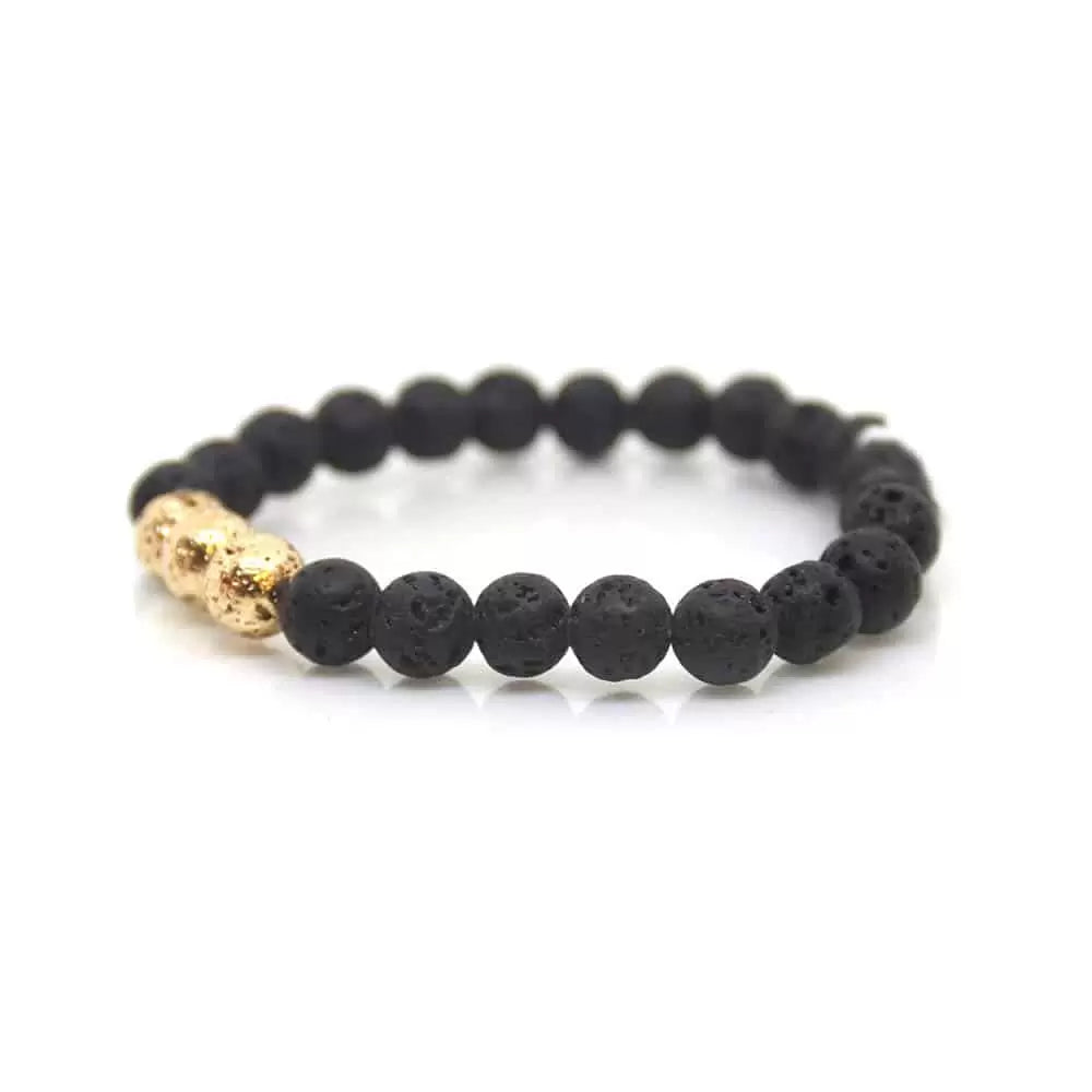 Lava Stone Bracelet Gold Metallic