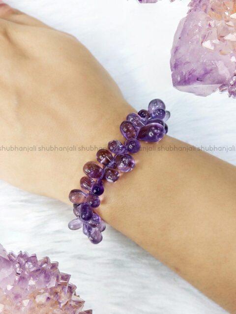 Natural Amethyst Crystal Drop Shape Bracelet