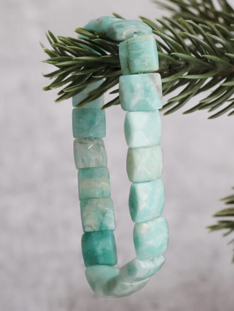 Shop Amazonite Square Cut Shape Beads Bracelet