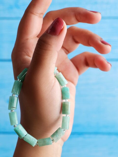 Shop Amazonite Faceted Tube Beads Stone Bracelet