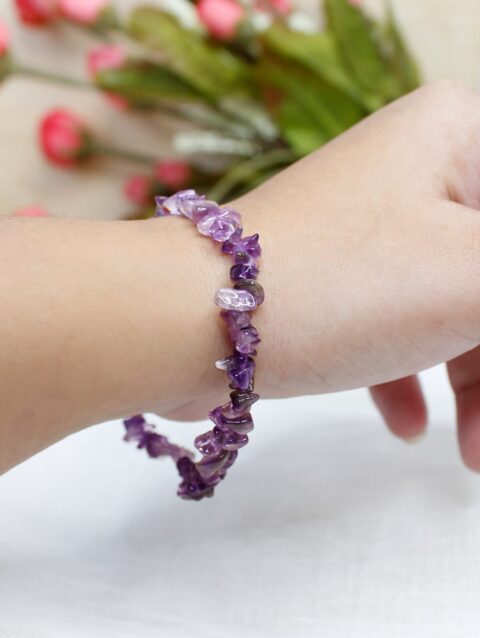 Natural Amethyst Chips Elastic Bracelet