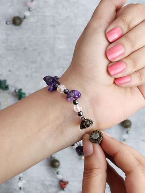 Shop Amethyst Chips Magnetic Lock Bracelet