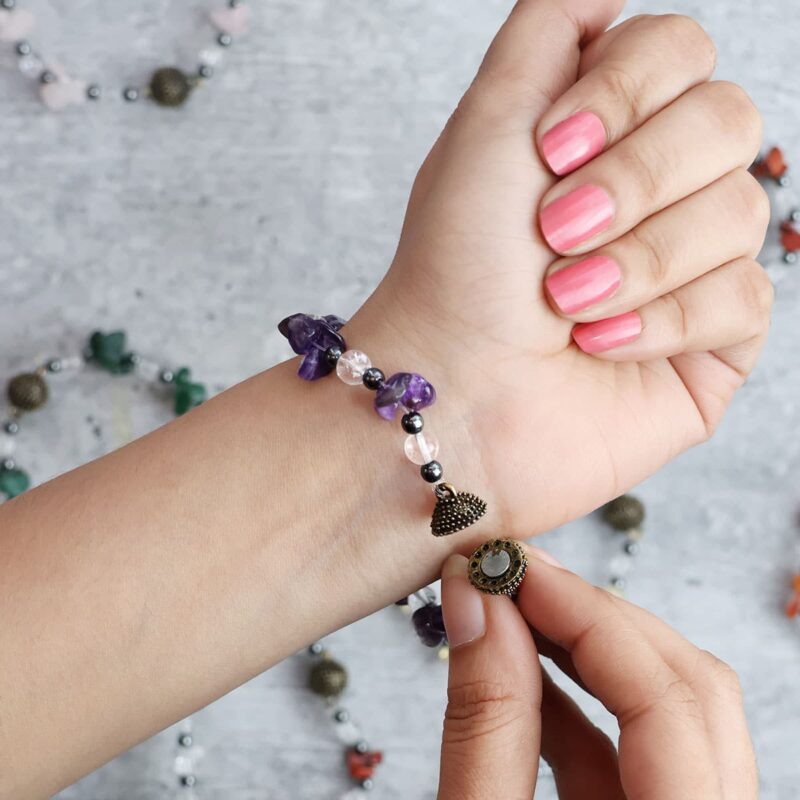 Shop Amethyst Chips Magnetic Lock Bracelet