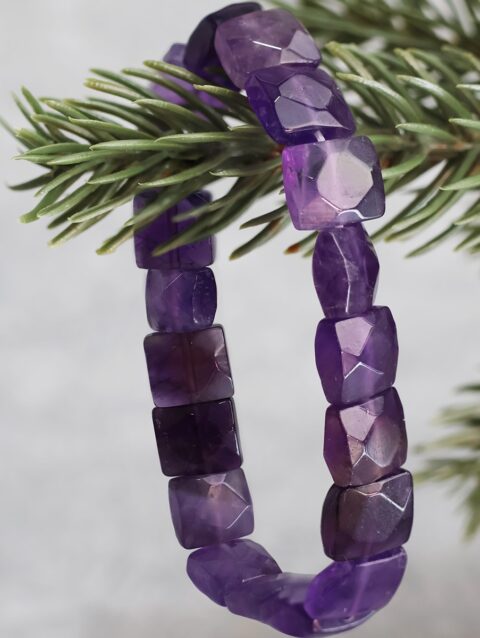 Shop Amethyst Square Cut Shape Beads Bracelet