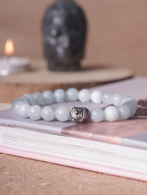 Aquamarine Crystal Buddha Stone Bracelet