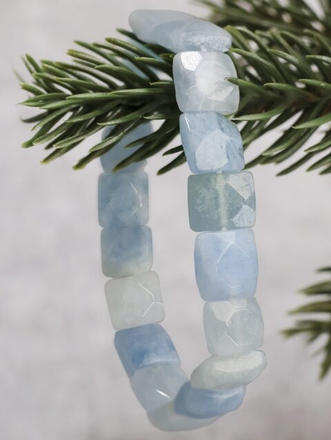 Shop Aquamarine Square Cut Shape Beads Bracelet