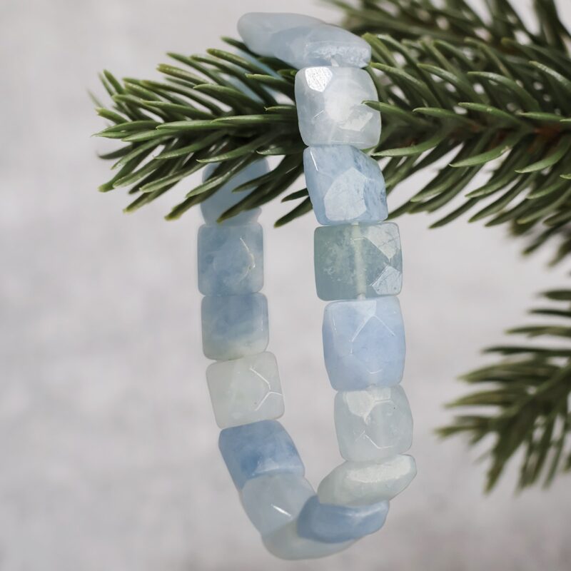 Shop Aquamarine Square Cut Shape Beads Bracelet