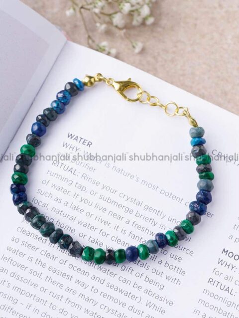 Natural Azurite (Blueberry) Crystal Faceted Bati Beads Bracelet