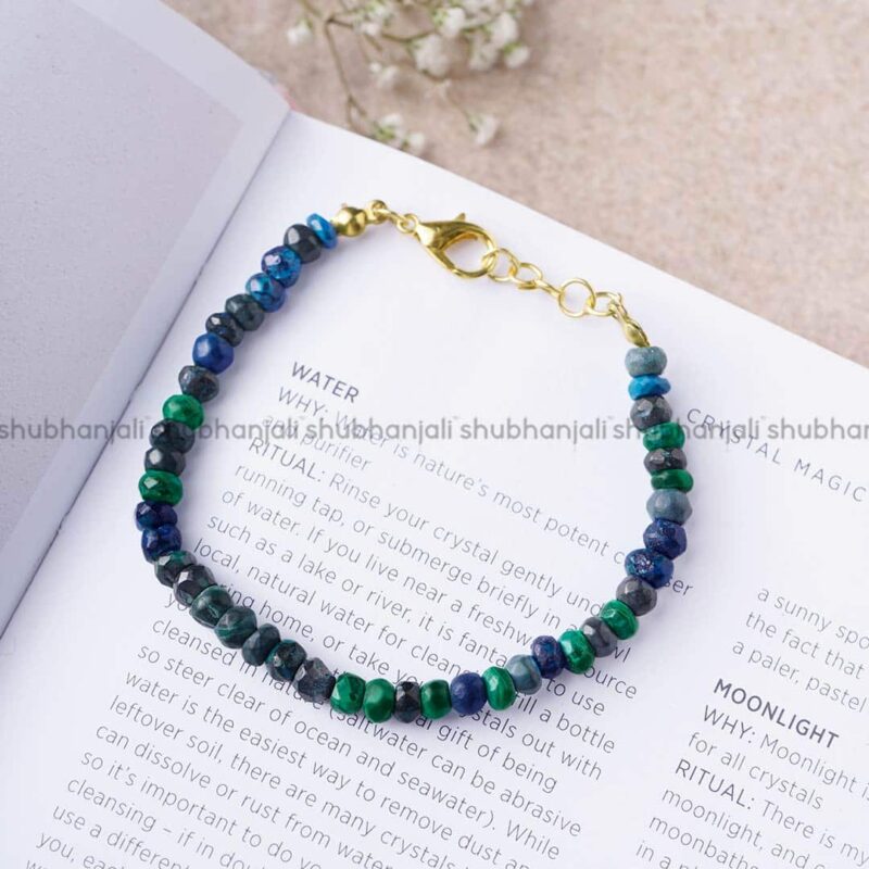 Natural Azurite (Blueberry) Crystal Faceted Bati Beads Bracelet