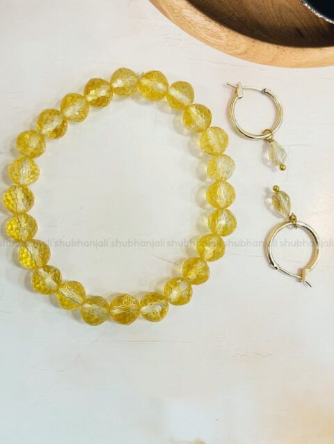 Crystal Citrine Bracelet And Earring