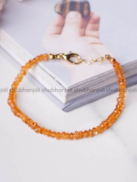 Citrine Faceted bati Shape Beads Crystal Bracelet