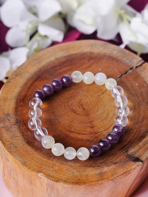 Natural Crystal beads Crown Chakra Bracelet