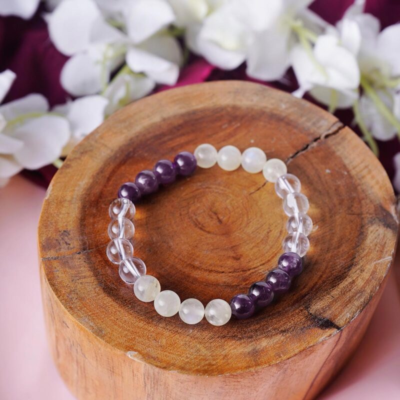 Natural Crystal beads Crown Chakra Bracelet