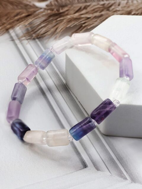 Shop Multi Fluorite Faceted Tube Beads Stone Bracelet