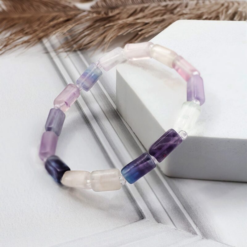 Shop Multi Fluorite Faceted Tube Beads Stone Bracelet