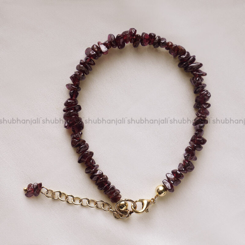 Garnet Crystal Chips Chain Bracelet