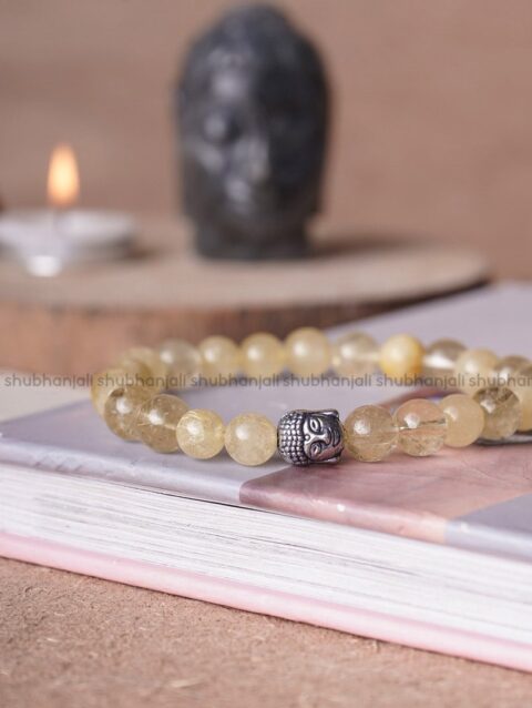 Golden Rutile Buddha Crystal Bracelet