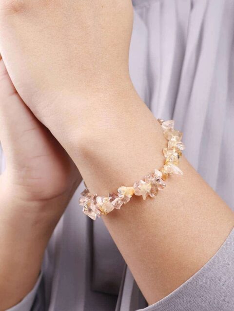 Golden Rutile Chips Stone Bracelet