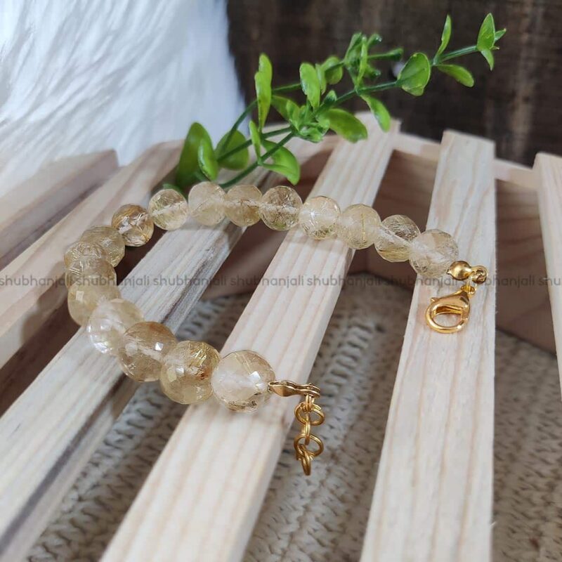 Golden Rutilated Quartz Faceted Cut Bracelet