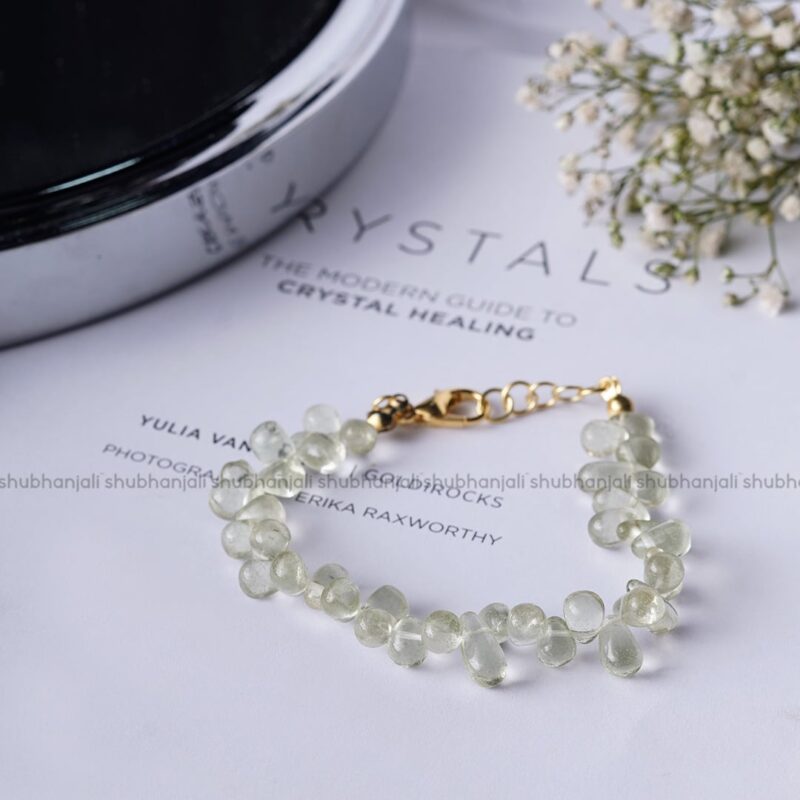 Green Amethyst Crystal Tear Drop Beads Bracelet