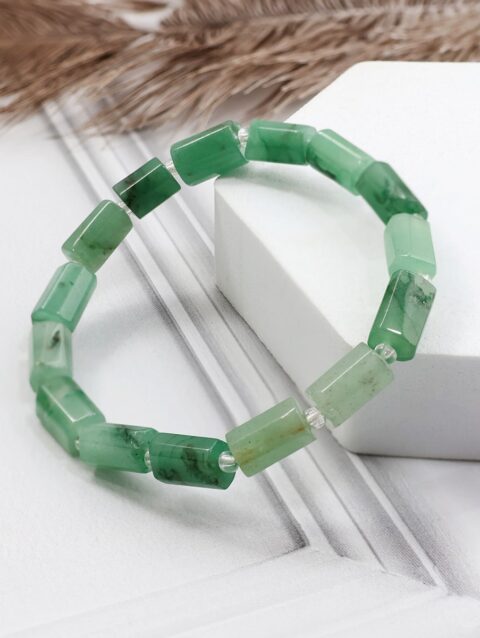 Shop Green Aventurine Faceted Tube Beads Stone Bracelet