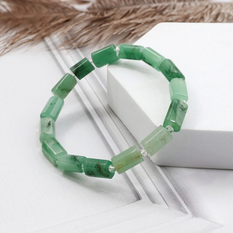 Shop Green Aventurine Faceted Tube Beads Stone Bracelet